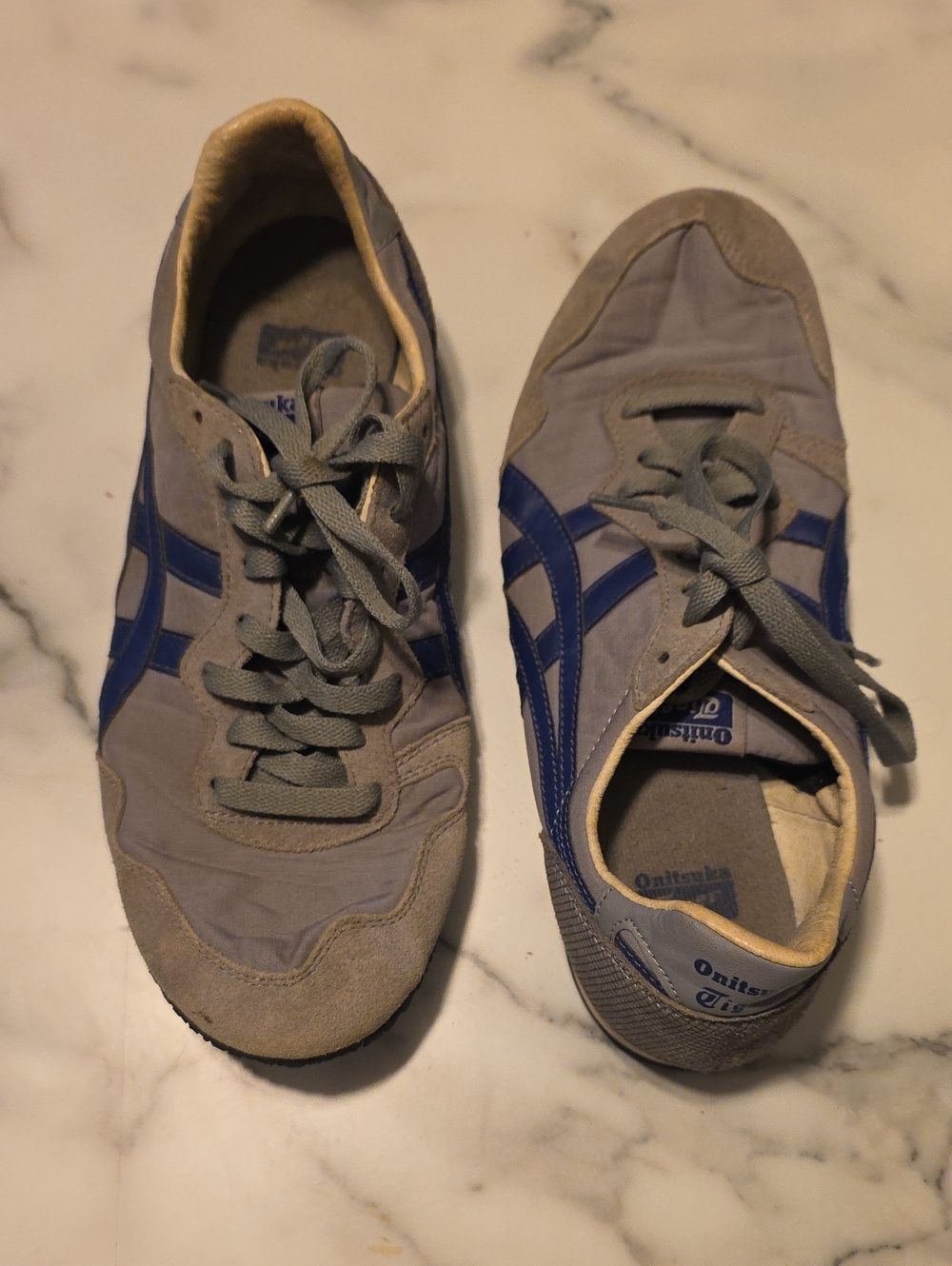 Onitsuka Tiger by Asics Men’s Gray Sneakers with Blue Stripes